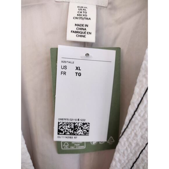 H&M | Oversized White & Black Striped Textured Single-Breasted Blazer Jacket XL - Picture 7 of 9